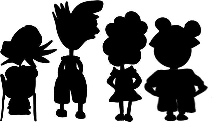 Silhouette of four children